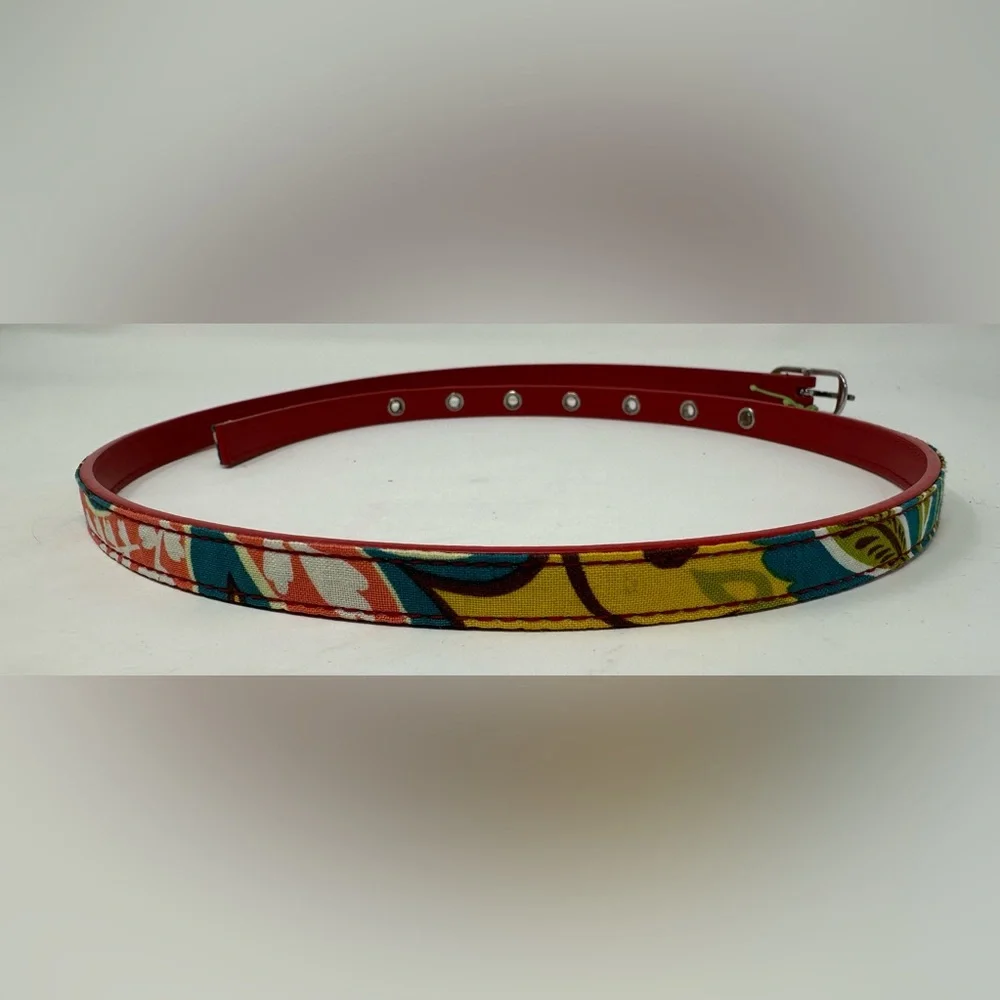 Vera Bradley Thin PROVENCAL BELT Cloth Printed Faux Leather Back Women's 37